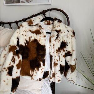 Altar'd State Brown and Cream Faux Fur Jacket